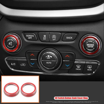 

2pcs CD Radio Switch Ring Knob Cover Trim Decor Red For Grand Cherokee 2014-2020 Decoration Trims Accessorires