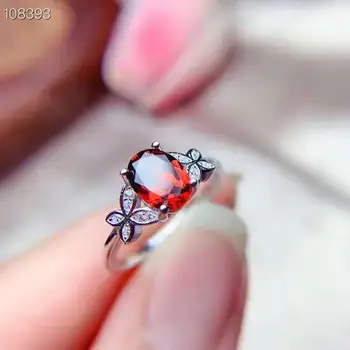 

Pakistan natural Garnet Ring 925 silver 6x8mm