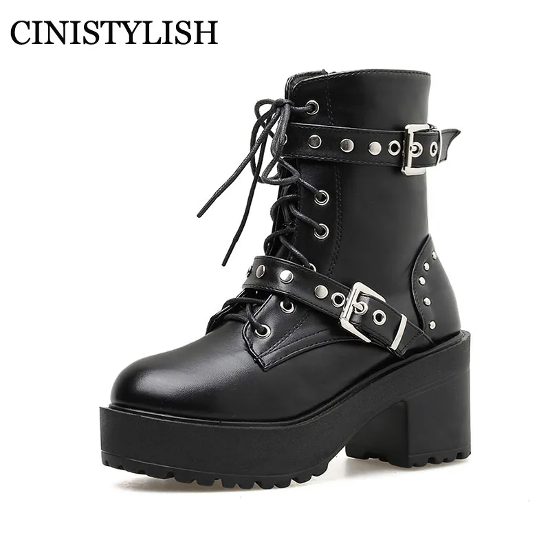 2021 Demonia Boots Goth Shoes On Platform High Heels Women Fashion Boots  Black Rivets Short Ankle Boots Gothic Style Ladies New - Women's Boots -  AliExpress