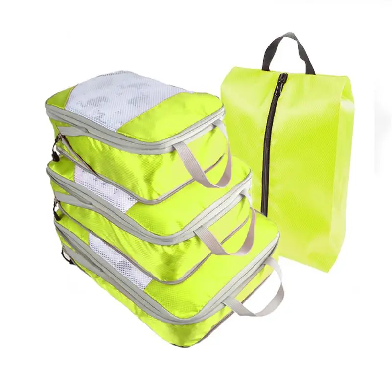 Нейлоновая дорожная сумка для мужчин и женщин, органайзер для ручной клади, большая Вместительная дорожная сумка, Складная Водонепроницаемая компрессионная упаковка, кубики - Цвет: GREEN 3 SET-BAG