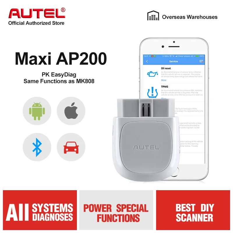 Autel AP200 Bluetooth адаптер OBD2 автомобильный сканер диагностический инструмент Авто DIY