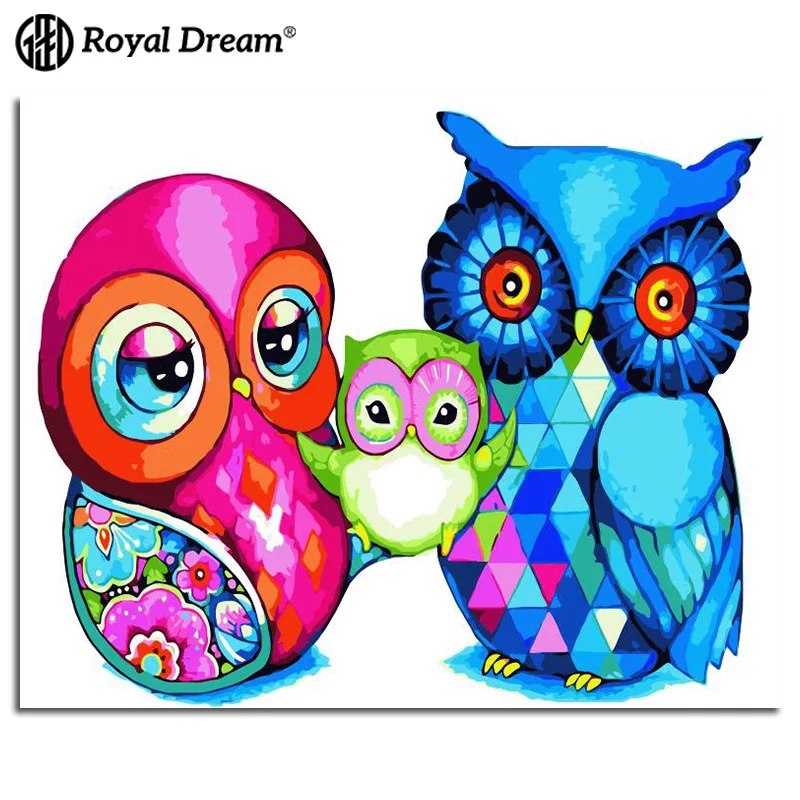 

Manufacturers Direct Selling Oil Painting Owl Family Cartoon Digital Oil Painting Fauvism Handmade Painting 40 * 50diy Oil Paint