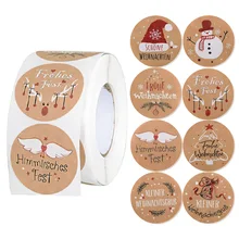 Rouleau de 500 étiquettes de scellage pour Scrapbooking, autocollant allemand Frohe Weihnachten, 8 modèles, 1.5 pouces, pour décoration de fête de noël