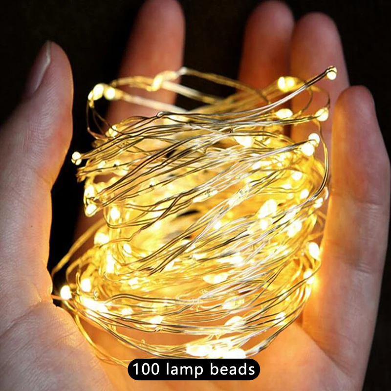 

Solar 100/200LED light copper string light with light chain fairy garland outdoor waterproof light backyard home decoration