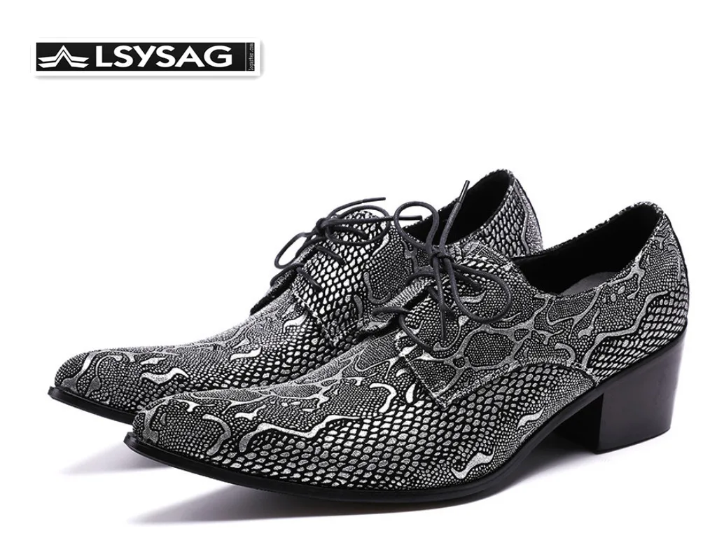 

Designer Snake Pattern Men Oxford Shoes Genuine Leather Business Formal Men Dress Shoes Pointed Toe Brogue Shoes