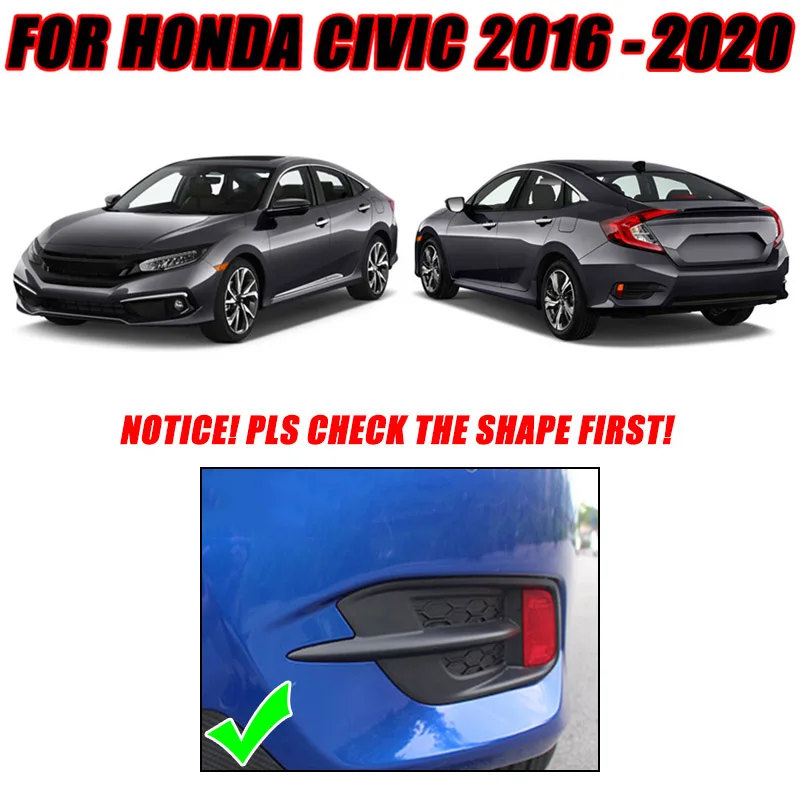 Для Honda Civic 2016 2017 2018 2019 2020 хром Лампа заднего противотуманного фонаря для бровей