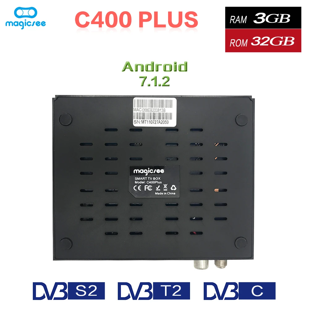  Magicsee C400 Plus Amlogic S912 Octa Core TV Box 3+32GB Android 4K Smart TV Box DVB-S2 DVB-T2 Cable