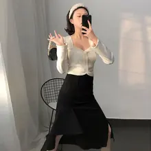 Новинка года; модная черная юбка с рюшами; сезон весна; необычная плиссированная маленькая повседневная юбка в стиле богини веер; DMY2386