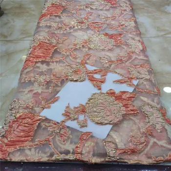 

2020 Latest African Organza Lace High Quality African French net Tulle Lace Fabric with Brocade embroidery For African Wedding