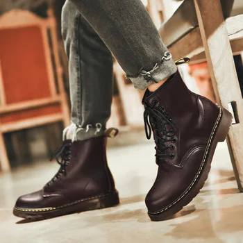 

Five-color crossover couple leather tooling boots, fashionable casual Martin boots, trendy new men's and women's work boots