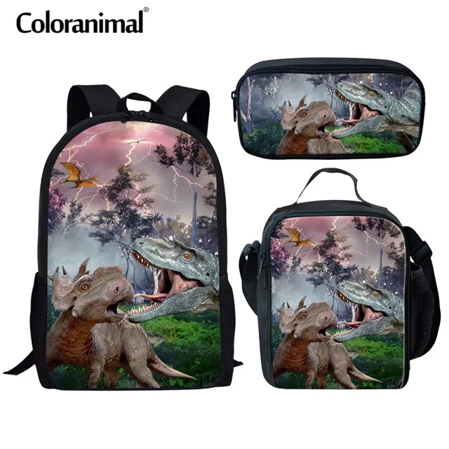 Coloranimal/комплект из 3 предметов, школьная сумка для подростков, для мальчиков, детей, 3D, крутой рюкзак с динозавром, школьный рюкзак, сумка-портфель - Цвет: CC3931CGK