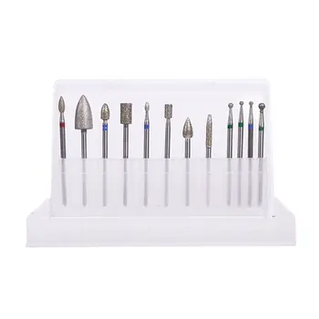 

12pcs Diamond Burr Electric Nail Art Machine 3/32 inch Drill Bit Sets for Milling Cutter Cleaning Manicure Nail Tools