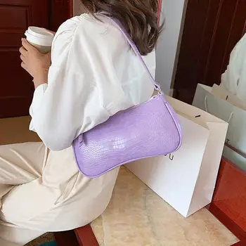 

Retro Alligator Pattern Messenger Bag For Women 2020 Solid Color Handbag Totes Ladies PU Leather Shoulder Bag Travel Purses Tote