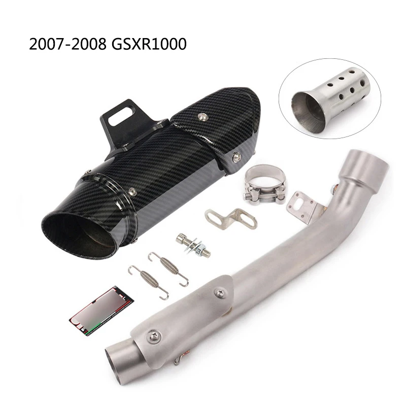 Выхлопная труба для 2007-2011 Suzuki GSXR1000 мотоцикл Mid slip on 51 мм Глушитель со съемным Db Killer Escape Delate catalizer