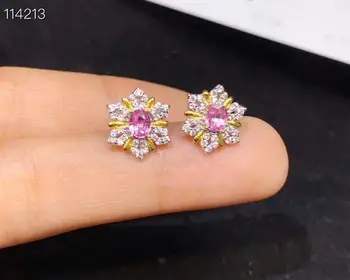 

Natural Sri Lanka Ceylon Pink Sapphire Earrings Romantic Gift Fine Jewelry 3x4mm