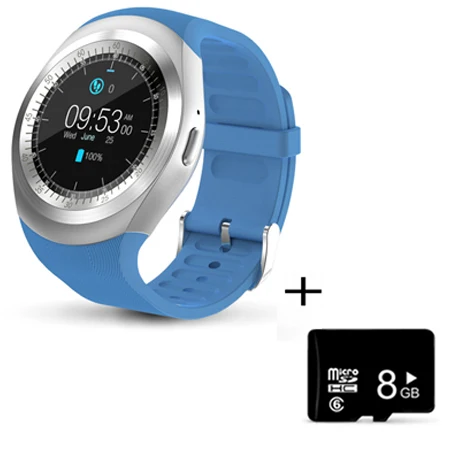 blue with TF Bluetooth Y1 Смарт-часы Relogio Android SmartWatch телефонный звонок GSM Sim Удаленная камера Дисплей информации спортивный шагомер - Цвет: blue with TF