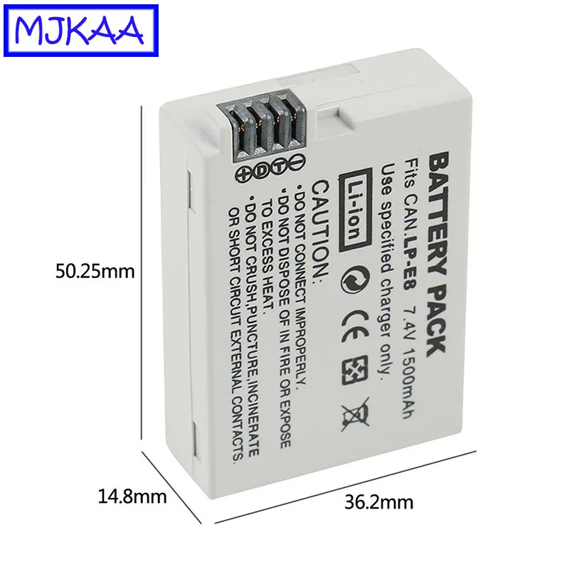 2 упаковки 7,2 V 1800 мА/ч, LP-E8 LP E8 LPE8 Li-Ion Камера Батарея для цифровой однообъективной зеркальной камеры Canon EOS 600D 650D 550D 700D T4i T5i Rebel T2i акумуляторная батарея DSLR