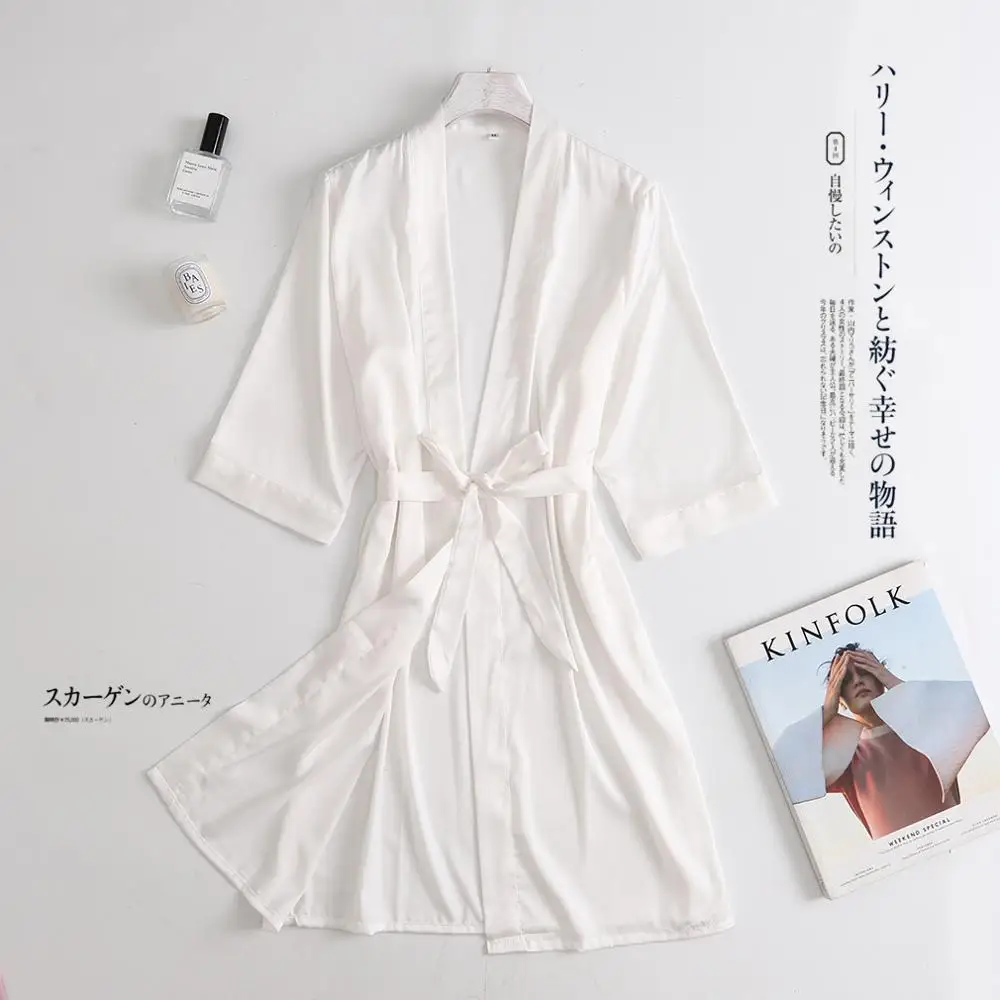 Jrmissli индивидуальный дизайн свадебный наряд для подружки невесты и невесты свадебный халат для женщин пижамы шелковая мантия женщин - Цвет: Белый