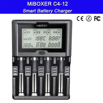 

Miboxer C4-12 Smart Universal Battery Charger 12V 5A 4 Slots LCD Screen Li-ion/Ni-MH/Ni-Cd/LiFePO4 18650 26650 AAA AA