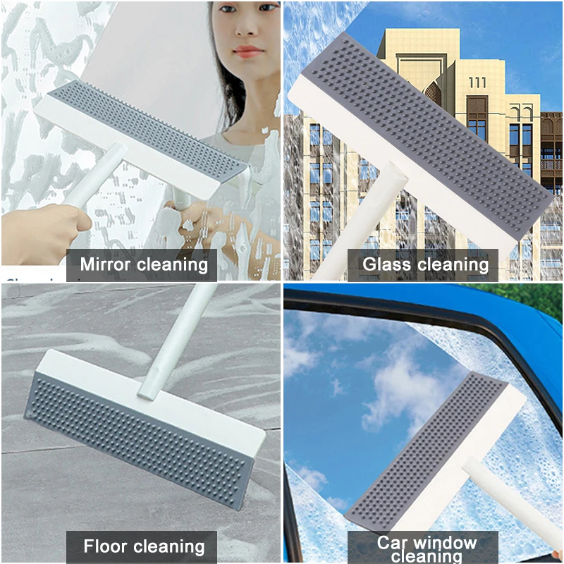 Adjustable Window Cleaning Wiper Glass Squeegee Scrubber With