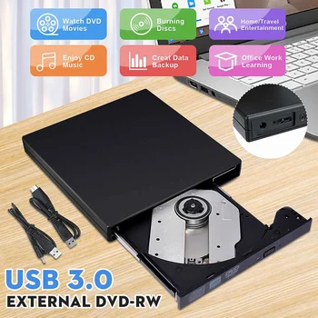 

External USB 3.0 DVD High Speed RW CD Writer Slim Carbon Grain Drive Burner Reader Player For PC Laptop Optical Drive