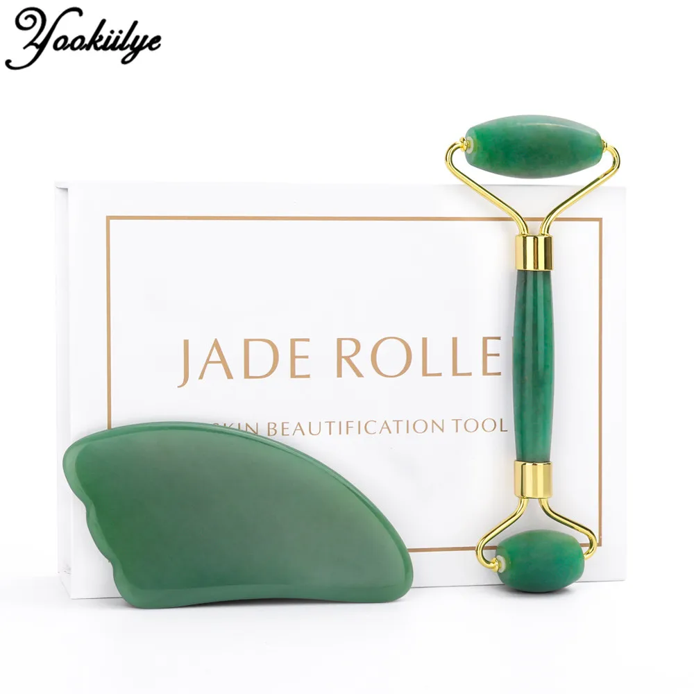 Кварцевый роликовый массажер для лица нефритовый валик с двойными головками