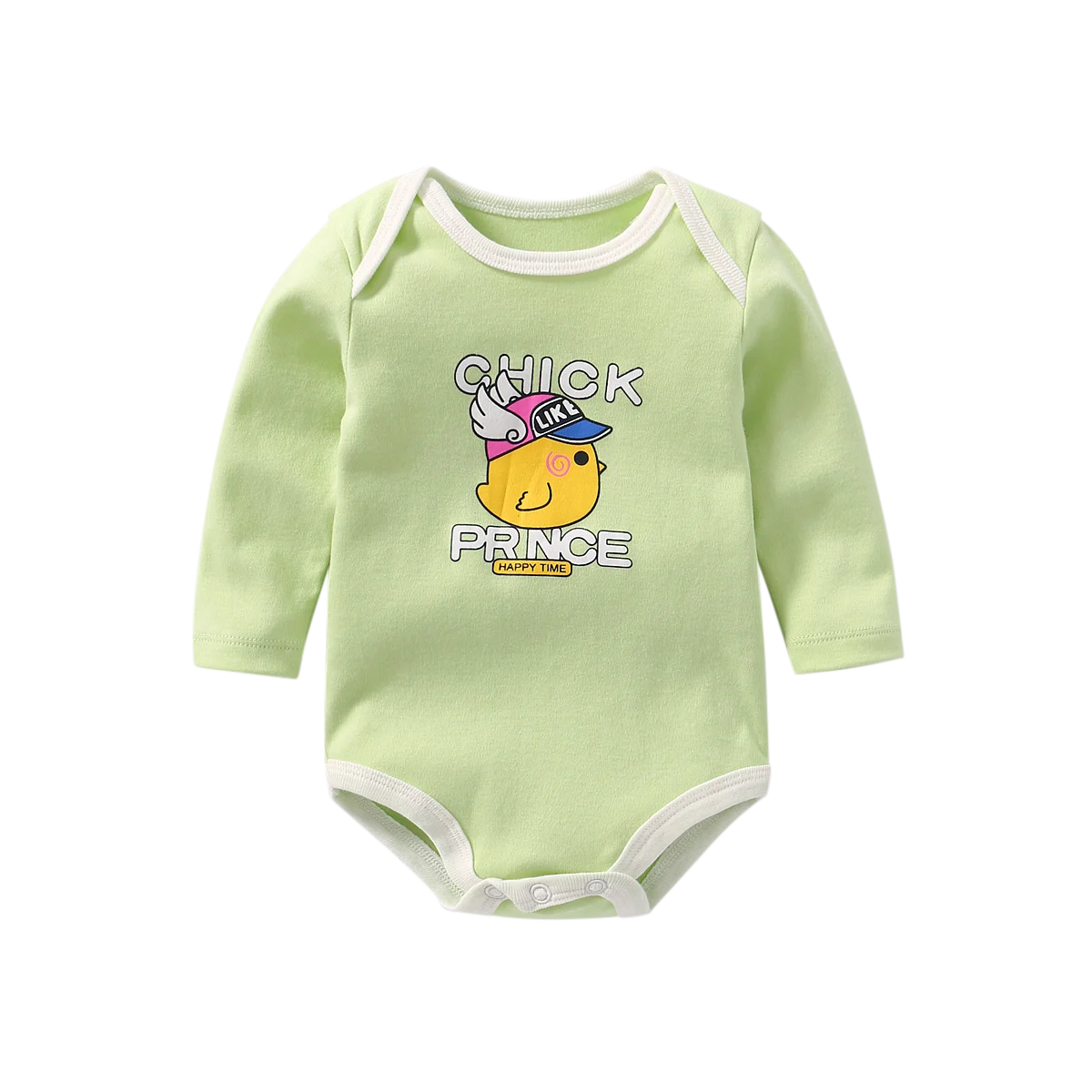 Green Chick Весенне-осенние боди для маленьких девочек; комбинезоны для новорожденных; хлопковые боди с длинными рукавами и рисунком для девочек и мальчиков; Одежда для новорожденных; одежда для близнецов - Цвет: Green Chick