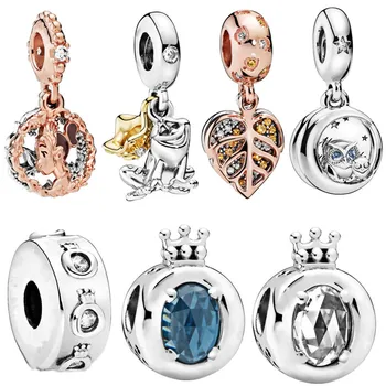 

Fit Original Pandora Charm Bracelet Frog Princess Crown Bun Beads Silver Color Tree Monster Pendant Women Fashion DIY Making