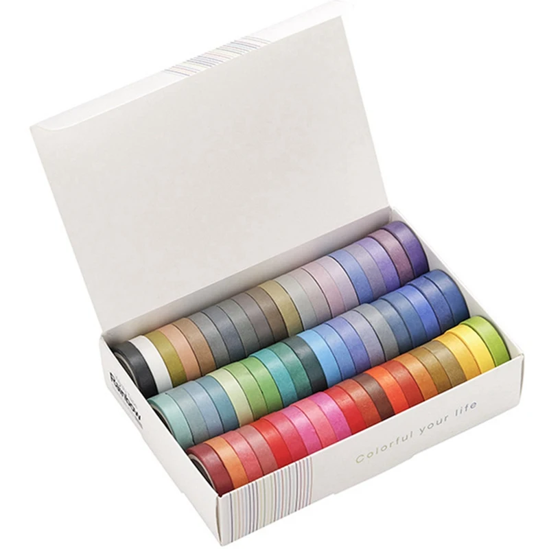 60 unids/set arco iris de Color sólido cinta adhesiva decorativa juego de cintas adhesivas Scrapbooking DIY etiqueta artículos de papelería con etiquetas