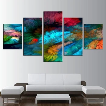 

diy Daimond Painting 5 Panel Abstract colorful clouds Home Decoration Pictures 5D Full Square Round diamond mosaic GG736