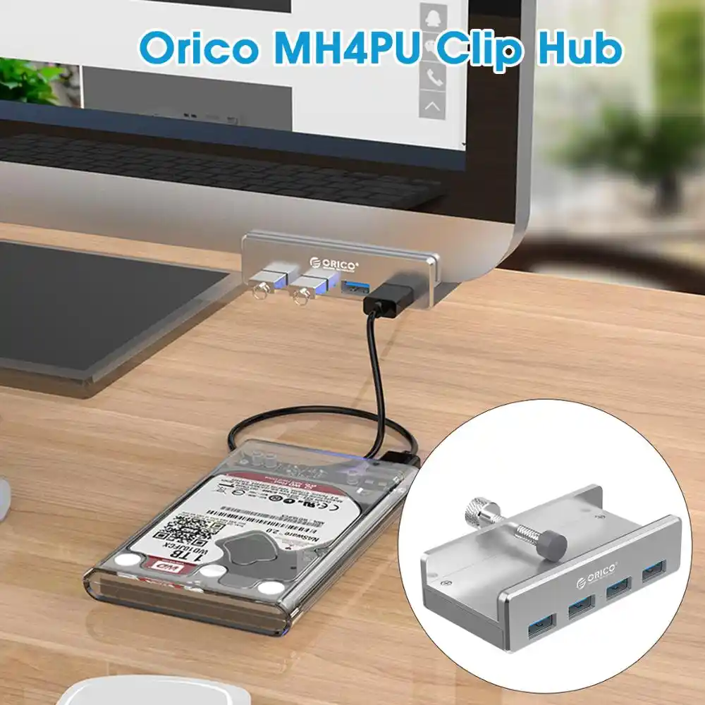 Orico Mh4pu Usb3 0 4 Ports Monitor Table Clip Type Hub For Pc Imac Clip Type Hub For Desktop Laptop Aliexpress