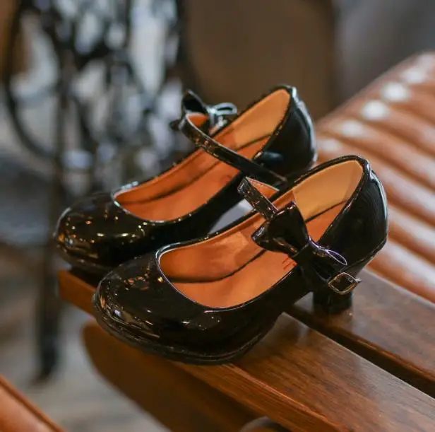 Spring Children Girls Leather High Heel Princess Dance Sandals Party Dress Wedding Shoes