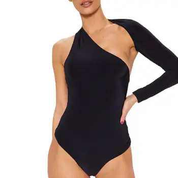 

Hirigin 2020 New One Shoulder Sexy Women Bodysuit Halter Skinny Ladies Leotard Slim Fit One Sleeve Short Romper