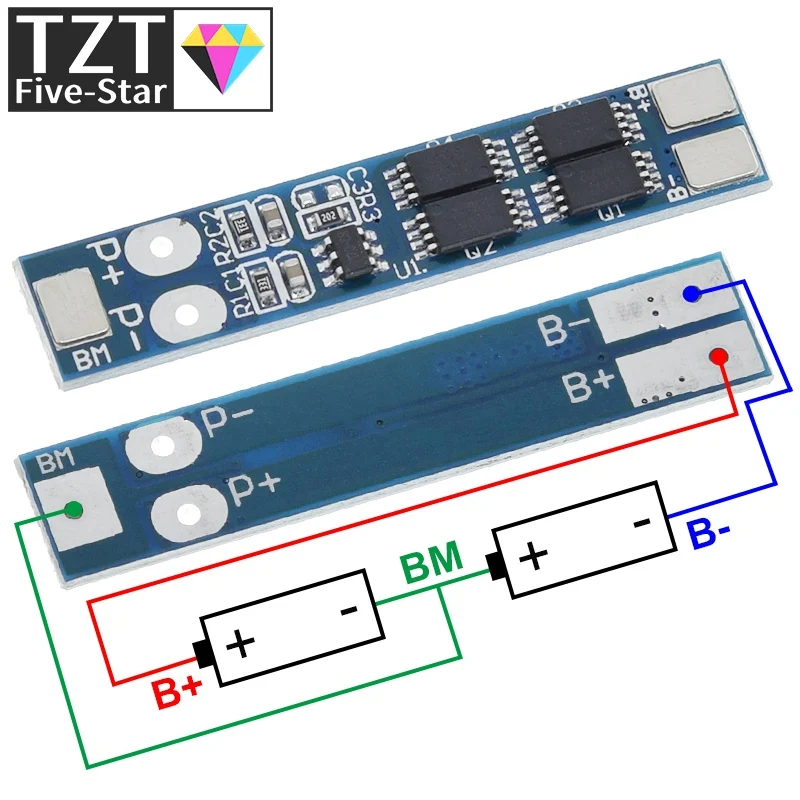 1/3/5 Stück 2S 7,4V 8A Li-Ion 18650 Lithium-Akku-Ladeschutzplatine 8,4V Überstrom- und Überladungs-/Tiefentladungsschutz – Detail 6