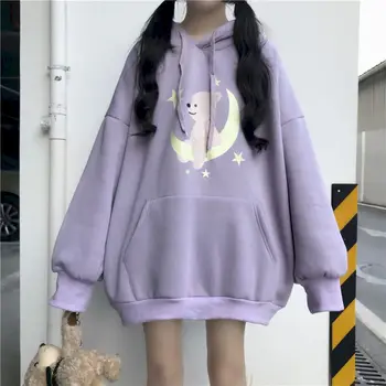 

cartoon kawaiii velvet hoodies sweatshirt korean clothes for women gothic oversized hoodie 2020 winter tops long sleeve sweater