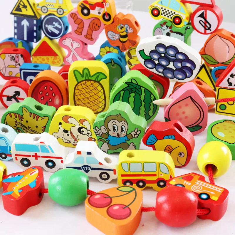 

Children Threading Building Blocks Large Size Beaded Bracelet CHILDREN'S Boy Educational Wear Beads One Year Old Baby Toy 1-3 Ye