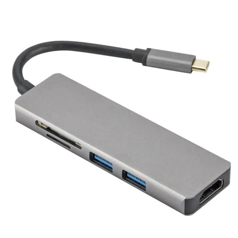 5 в 1 type C концентратор USB 3,0 5 Гбит/с 4K HD Прозрачный HDMI TF считыватель карт памяти адаптер конвертер прочный