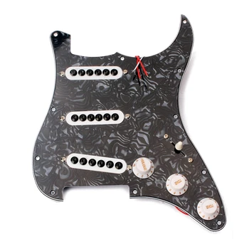 

New Black Flower Sss Loaded Prewired Pickguard Scratchplate Circuit Assembly for Electric Guitar