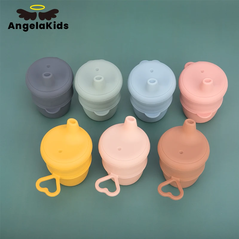 Water-Cups Baby Silicone Childrens Bpa-Free Soft Leakproof Portable 1set