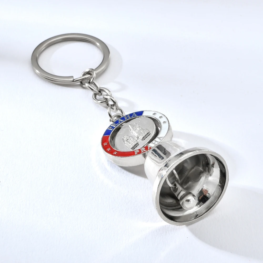 Creative Bell Pendants Keychain Travel Crafts Praha Souvenir Keryrings For Women Bag Cool Keychains For Men