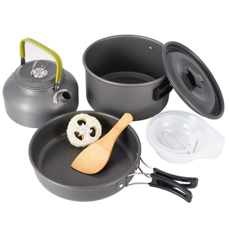 

Camping Cookware Kettle Mess Kit with Pot Bowl Knife Fork Spoon for Outdoor Camping Backpacking Hiking and Picnic