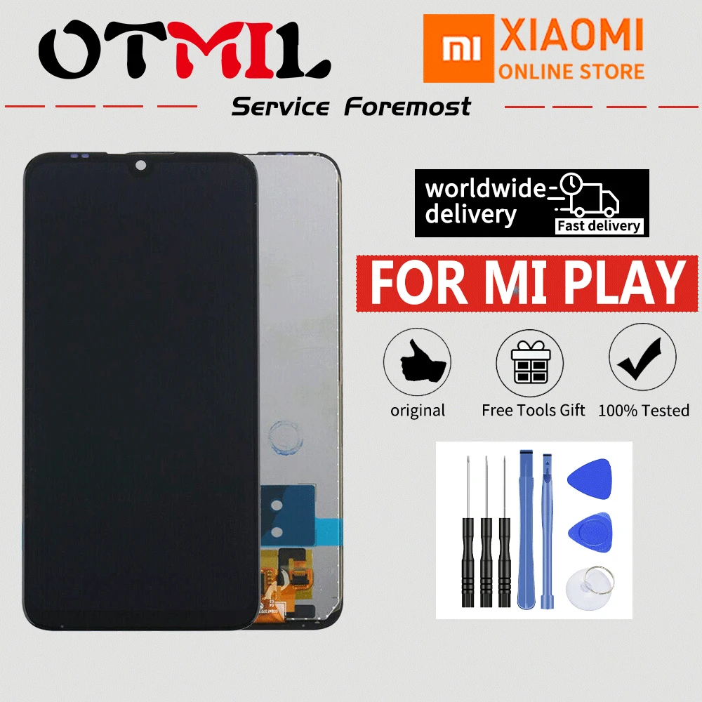 

OTMIL 100% Tested For Xiaomi Mi Play 5.84" LCD Display Touch Panel Digitizer Full Assembly Replacement For Mi Play LCD M1901F9E