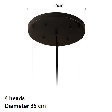 LukLoy железная Потолочная пластина черная белая подвесная круглая Потолочная пластина настраиваемая Потолочная пластина для многоголовой люстры - Цвет: 4 heads  D 35 CM