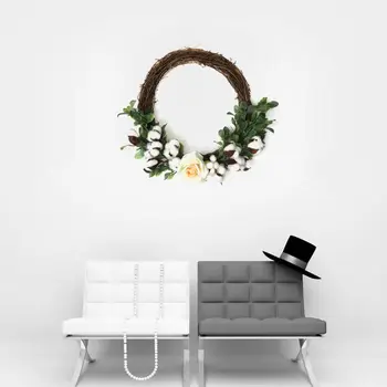 

Artificial Flowers Cotton Rose Wreath Spring Wreath Outdoor for Front Door