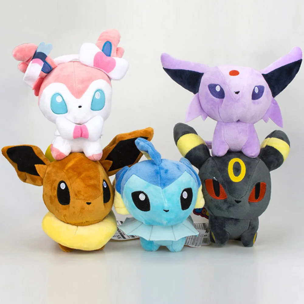 EMS 30/лот " 20 см Q Eevee Vaporeon Espeon Umbreon Sylveon плюшевые куклы мягкие животные куклы - Цвет: Mix up