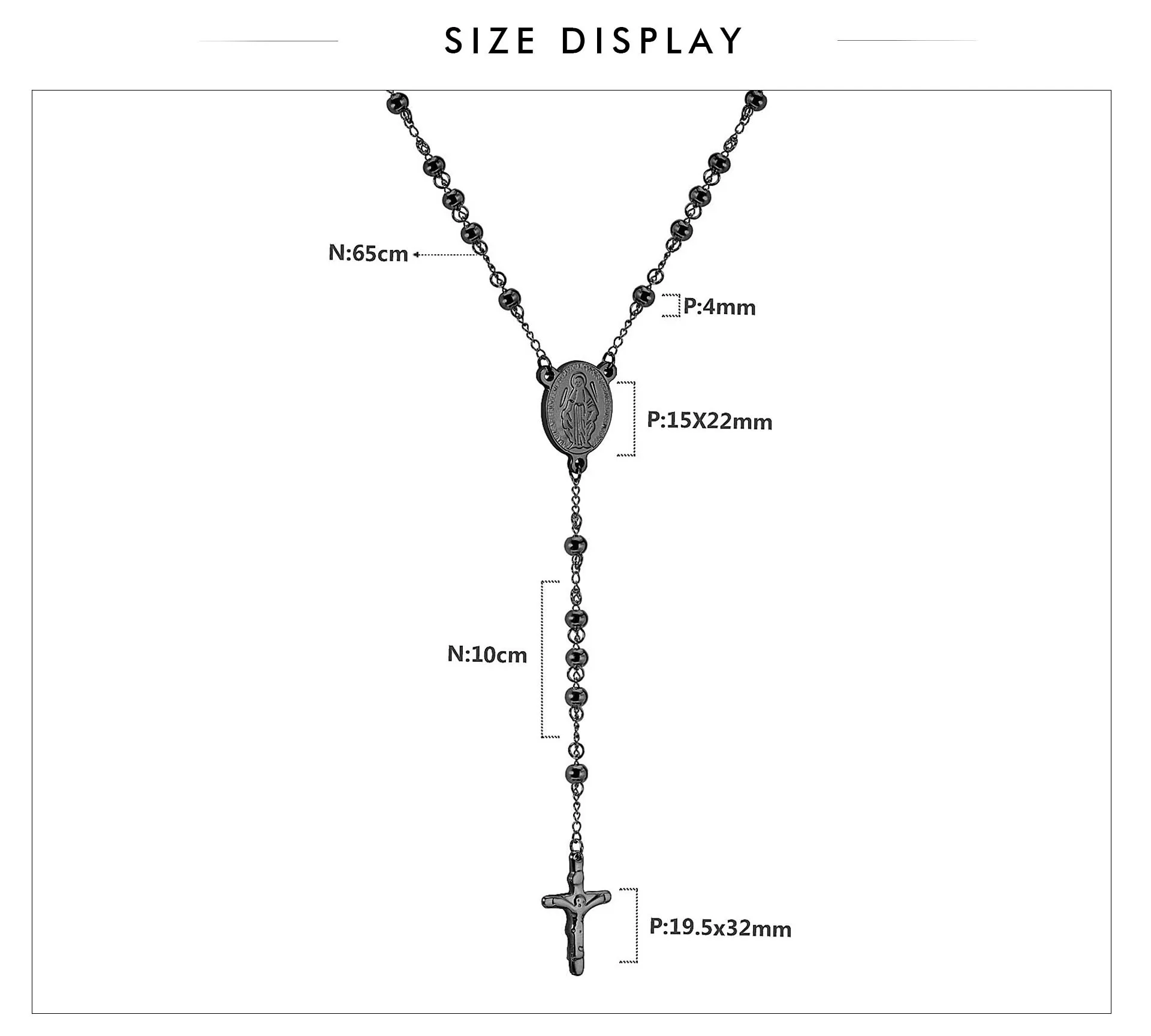 Роскошные стальные Четки из бисера с крестом ожерелье из нержавеющей стали золото/серебро/черный цвет звено цепи длинное ожерелье ювелирные изделия для женщин/мужчин