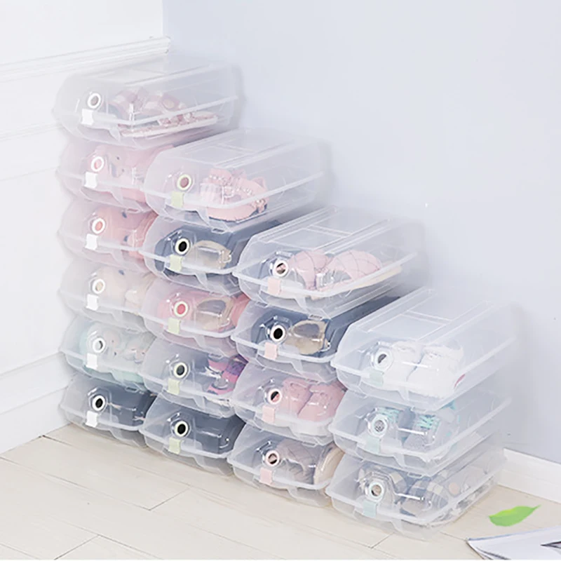 

8 pcs/set Flip Cover Shoe Box Household Plastic Transparent Thickened Breathable Resistant Portable Stackable Shoe Rack