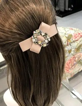 Korea Handmade Flower Crystal Hair Accessories For Girls Pearl Hair Bows Rim Hairpin Hair Clips Barrette
