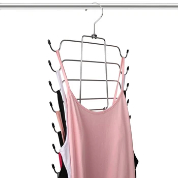 

Space Saving 16 Hooks Storage Multi Use Clothes Rack Organizer Anti Slip Practical Closet Silver Folding Hanger Metal Rotated
