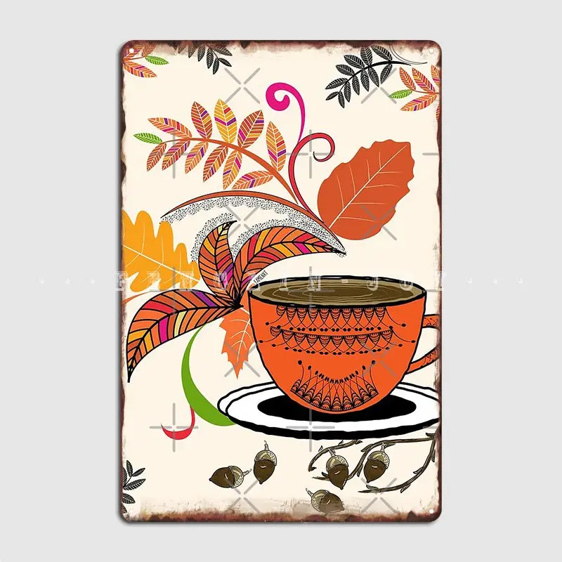 

Autumn Hello October Metal Plaque Poster Pub Design Plaques Pub Garage Tin Sign Poster